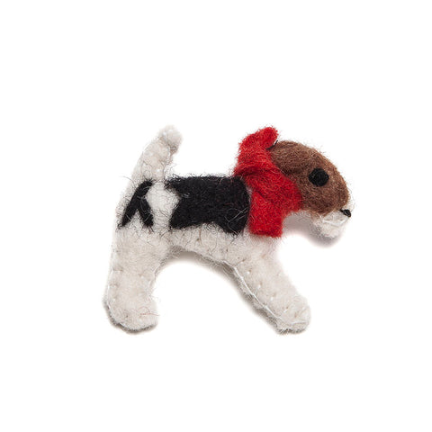 Amica Felt Fox Terrier with Red Collar Brooch