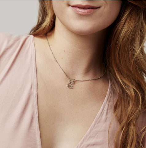 Annie Oak Panda Geometric Necklace in Silver modelled