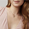 Annie Oak Panda Geometric Necklace in Silver modelled Annie Oak Panda Geometric Necklace in Silver modelled