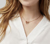 Annie Oak Squirrel Geometric Necklace in Gold modelled Annie Oak Squirrel Geometric Necklace in Gold modelled