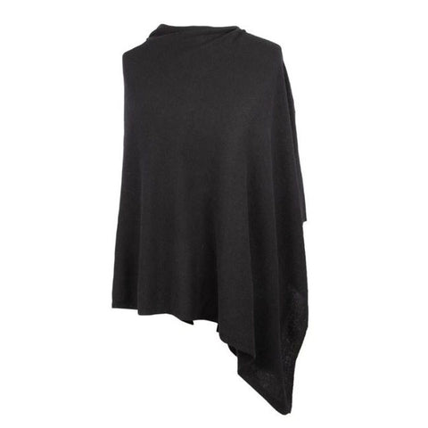 Italian Wool/Cashmere Black Poncho from Cadenza
