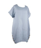 Cadenza Italian Linen Dress with Buttons in Sky Blue Cadenza Italian Linen Dress with Buttons in Sky Blue