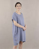 Cadenza Italian Linen Dress with Buttons in Sky Blue on model Cadenza Italian Linen Dress with Buttons in Sky Blue on model