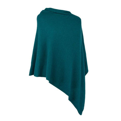 Italian Wool/Cashmere Peacock Green Poncho from Cadenza