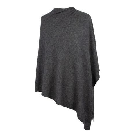 Italian Wool/Cashmere Anthracite Poncho from Cadenza