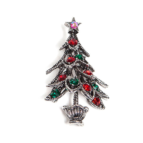 Sparkly Festive Christmas Tree Brooch