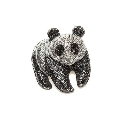 Gorgeous Black and Silver Finish Panda Brooch