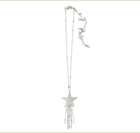 Hot Tomato Worn Silver Shooting Star Pendant Necklace