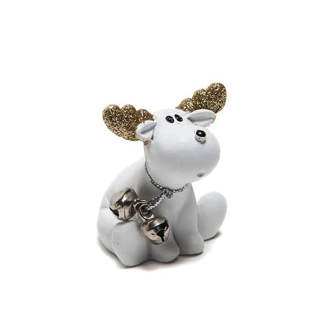 Heaven Sends White Moose with Gold Antlers Decoration