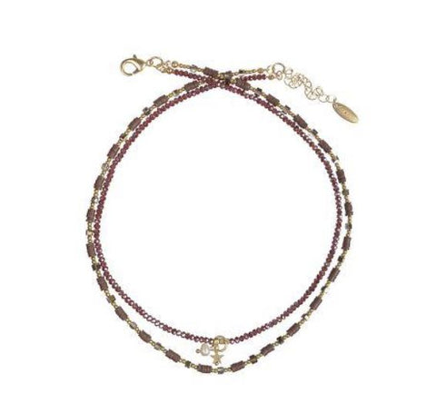 Hot Tomato Double Up Pearl Star Charm Necklace Red