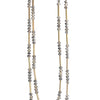 Hot Tomato Layered Twin Mirror Grey Crystals on Slip Chain in Worn Gold Hot Tomato Layered Twin Mirror Grey Crystals on Slip Chain in Worn Gold