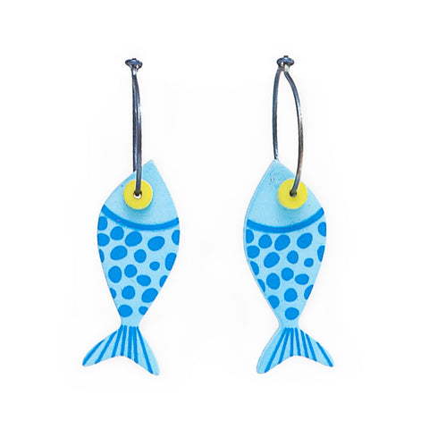Lene Lundberg K Form Blue Spotted Fish Earrings