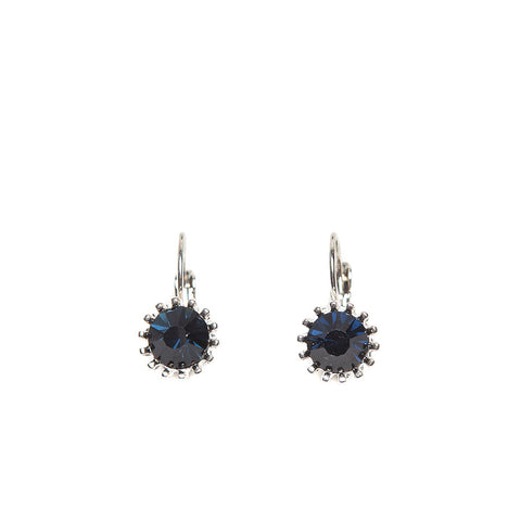 Lovett Deep Blue Swarovski Crystal on Silver French Wire Earrings