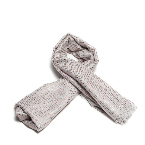 Taupe Scarf with Tiny Rose Gold Triangles Design