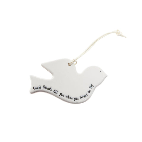 East of India Ceramic Bird 'Good friends lift you...'