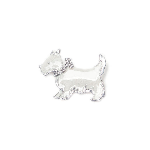 White Enamel Scottie Brooch from Eastar
