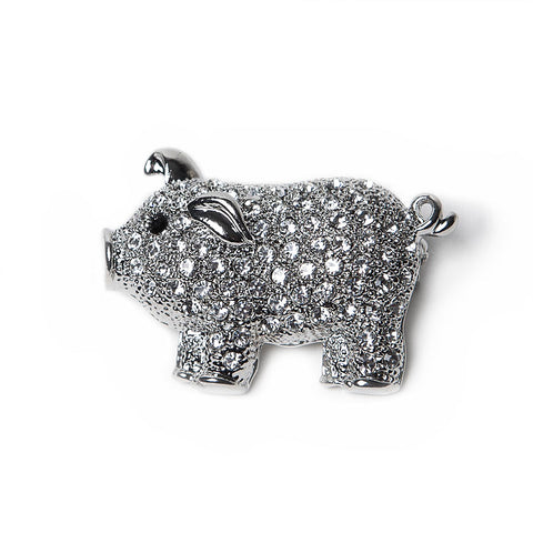 Sparkling Diamante Pig Brooch