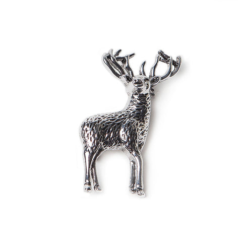 Antique Silver Finish Stag Brooch