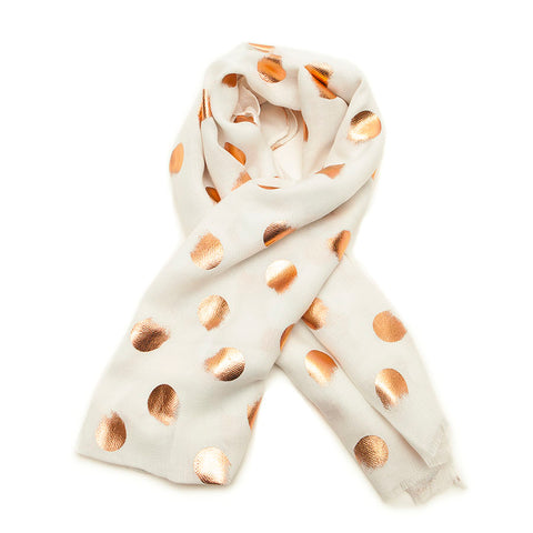 Cream Smudged Rose Gold Spots Scarf