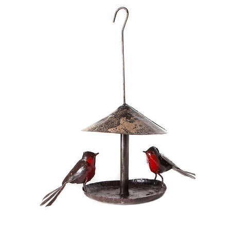 Hanging Metal Robin Bird Feeder