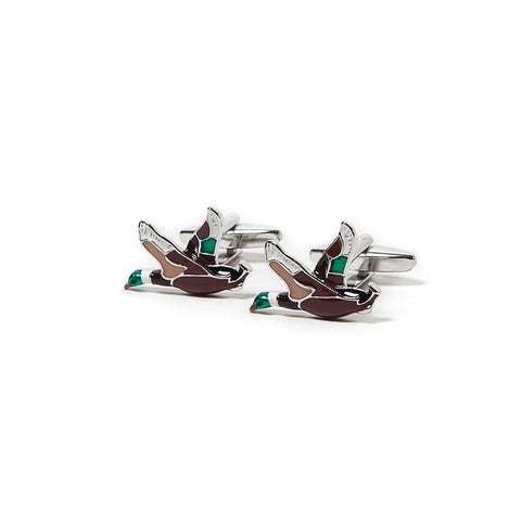 Handsome Flying Ducks Enamelled Cufflinks