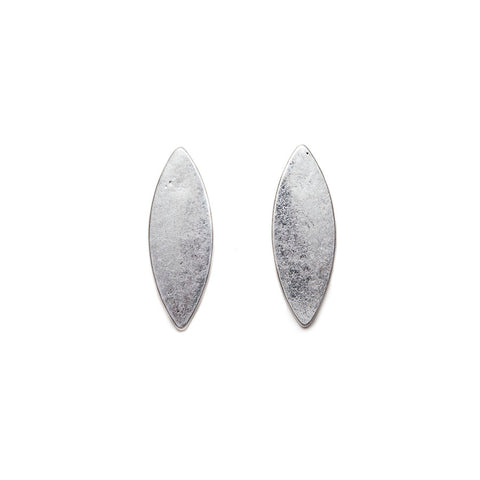 Hot Tomato Ellipse Stud Earrings in Worn Silver Finish