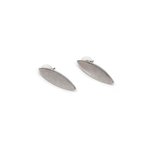 Hot Tomato Ellipse Matt Silver Stud Earrings