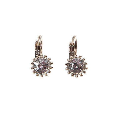 Lovett  Clear Swarovski Crystal on Gold Finish French Wire Earrings