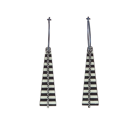 Lene Lundberg K Form Abstract Tapered Striped Earrings