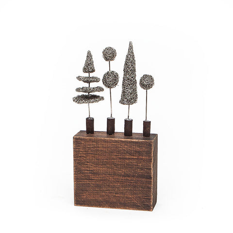 Sarah Jane Brown Mini Metal Topiary on Wood
