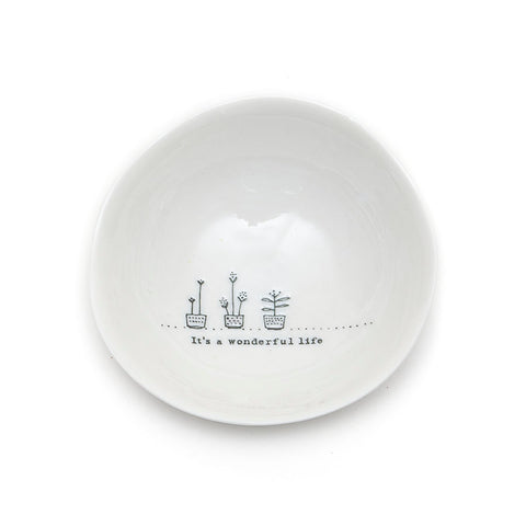 East of India Glazed Medium Porcelain 'It's a Wonderful Life' Dish