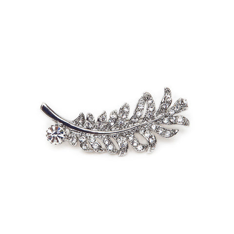 Sparkly Crystal Leaf Brooch