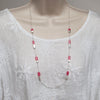 Long Silver Finish Adjustable Necklace with Pink/Silver Beads Long Silver Finish Adjustable Necklace with Pink/Silver Beads