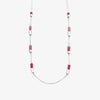 Long Silver Finish Adjustable Necklace with Pink/Silver Beads Long Silver Finish Adjustable Necklace with Pink/Silver Beads