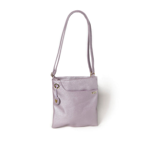 Shruti Metallic Lilac PU Leather Shoulder Bag