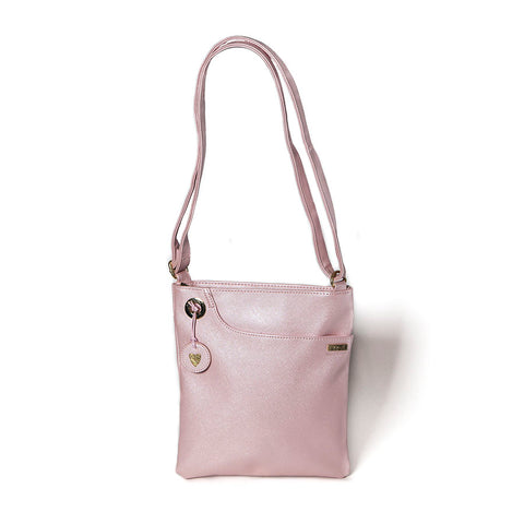 Shruti Metallic Pink PU Leather Shoulder Bag
