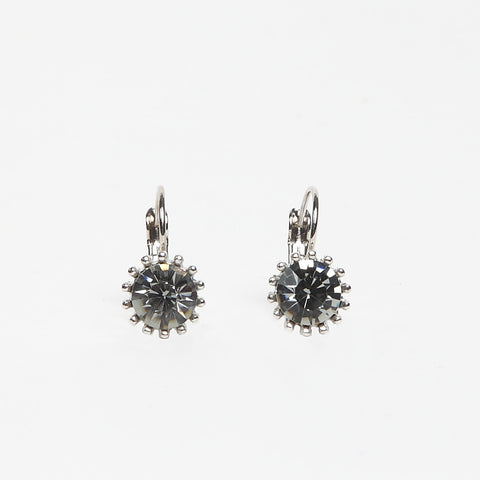 Lovett Smokey Blue Crystal on Silver French Wire Earrings