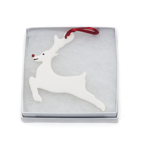 Angel Ceramics Matt Ceramic Running Rudolph Hanging Decoration