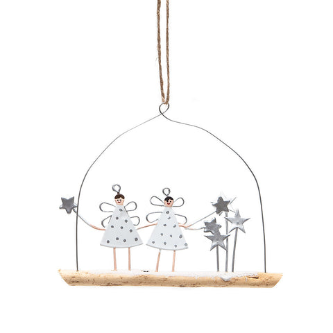 Shoeless Joe Winter Pair of Angels Hanging Decoration
