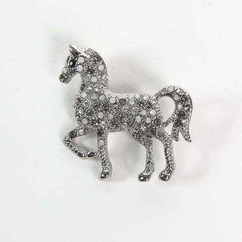 Sparkly AB and Clear Crystal Horse Brooch