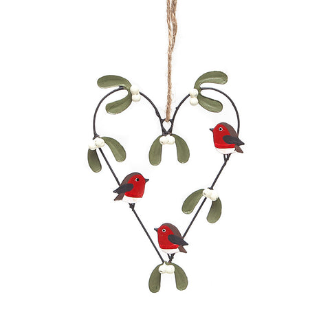 Shoeless Joe Robins Heart with Mistletoe