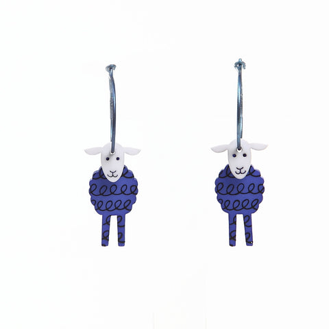 Lene Lundberg K-Form Blue Sheep Sheep Earrings