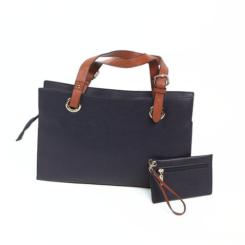 Dark Grey Wide Shopper Style Bag from Long & Sons
