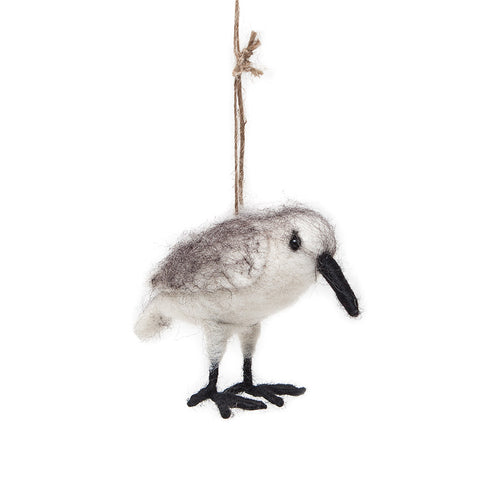 Shoeless Joe Pure Wool Turnstone hanging bird decoration