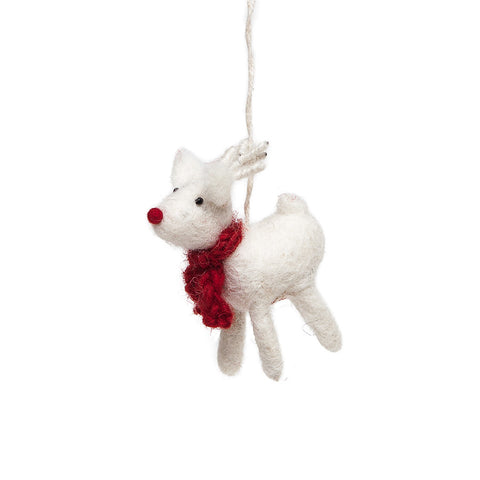 Amica White Mini Felt Reindeer