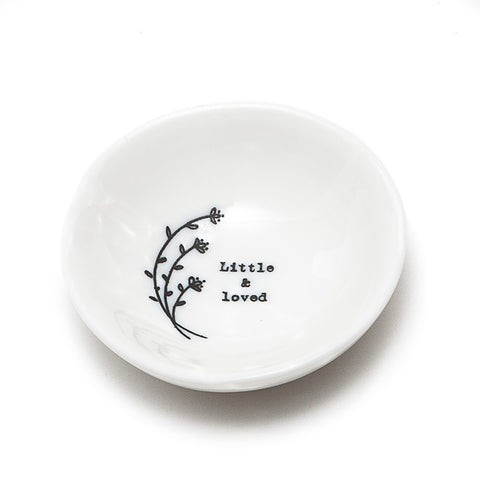 East of India Glazed Small Porcelain 'Little and Loved' Dish