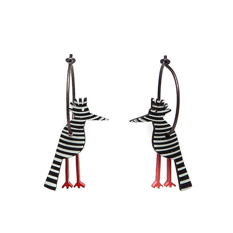 Lene Lundberg K-Form Quirky Black Spotty Bird Earrings