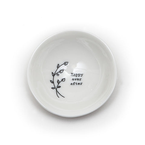 East of India Glazed Small Porcelain 'Happy Ever After' Dish