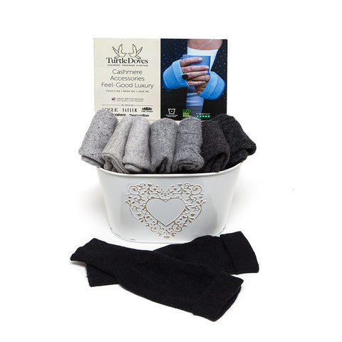Turtle Doves not Just Gloves Pure Cashmere Wristwarmers - Greys and Black