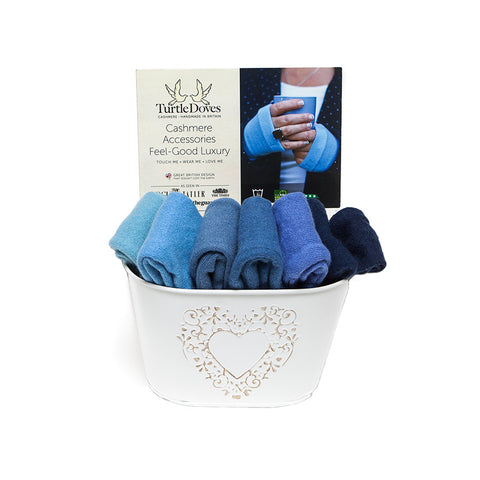 Turtle Doves not Just Gloves Pure Cashmere Wristwarmers - Blues
